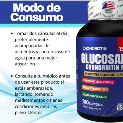 Glucosamina + Ácido hialurónico / Máxima potencia para articulaciones fuertes y sin dolor.